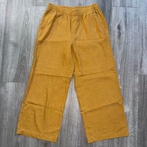 Mustard yellow linen/rayon wide leg pants - women’s size Small Petite- like new